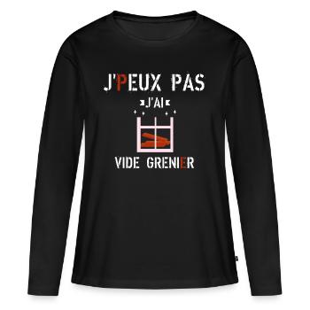 J Peux Pas J ai vide grenier - T-shirt manches longues Premium bio Femme - noir - Devant - Julia (174cm)