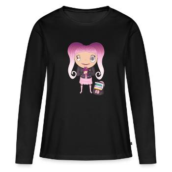 Lexa - T-shirt manches longues Premium bio Femme - noir - Devant - Julia (174cm)