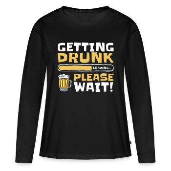 Buveurs de bière Ivrognes Humour Plaisir de boire - T-shirt manches longues Premium bio Femme - noir - Devant - Julia (174cm)