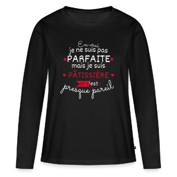 Pas parfaite mais Patissière - T-shirt manches longues Premium bio Femme - noir - Devant - Julia (174cm)