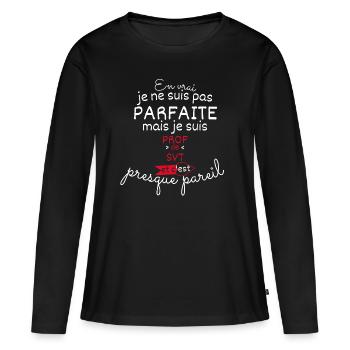Pas parfaite mais Prof de SVT - T-shirt manches longues Premium bio Femme - noir - Devant - Julia (174cm)