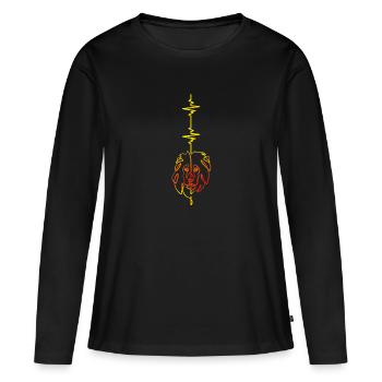 Heartbeat vertical lion - T-shirt manches longues Premium bio Femme - noir - Devant - Julia (174cm)