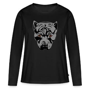 Pittbull Head Design Graphique - T-shirt manches longues Premium bio Femme - noir - Devant - Julia (174cm)