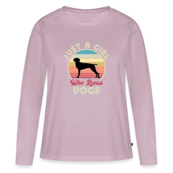 Vieux danois Pointer Dog Silhouette Retro Sunset - T-shirt manches longues Premium bio Femme - rose poudré - Devant - Julia (174cm)