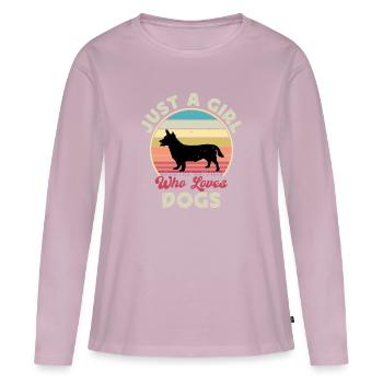 Lancashire Heeler Dog Love Silhouette Retro Sunset - Women's Premium Organic Long Sleeve Shirt - dusky pink - Front - Julia (174cm)