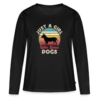 Lancashire Heeler Dog Love Silhouette Retro Sunset - T-shirt manches longues Premium bio Femme - noir - Devant - Julia (174cm)