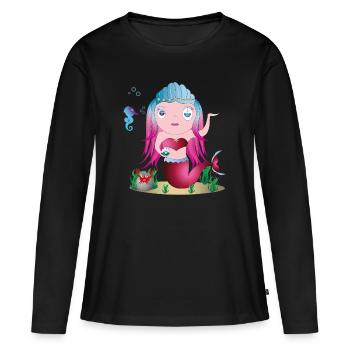 Enya - T-shirt manches longues Premium bio Femme - noir - Devant - Julia (174cm)