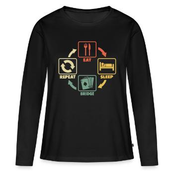 Joueur de bridge Joueur de bridge Paroles drôles Humour - T-shirt manches longues Premium bio Femme - noir - Devant - Julia (174cm)
