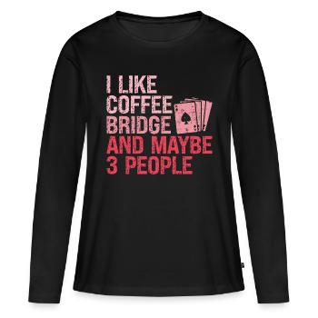 Joueur de bridge Fille Joueur de bridge Paroles Humour - T-shirt manches longues Premium bio Femme - noir - Devant - Julia (174cm)