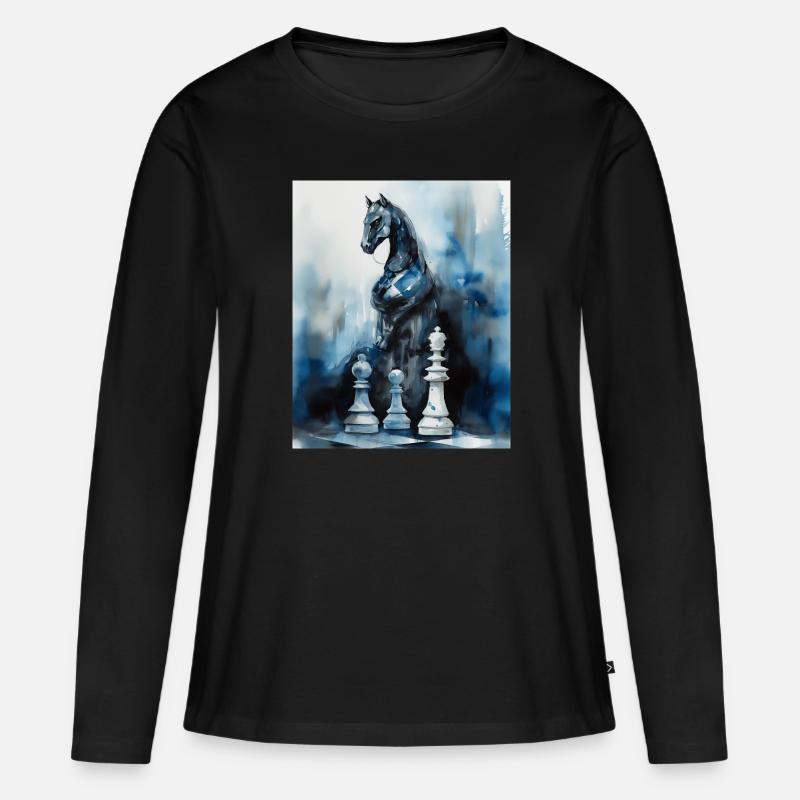 Blue Chess Knight Came to Life - Women's Premium Organic Long Sleeve Shirt - black