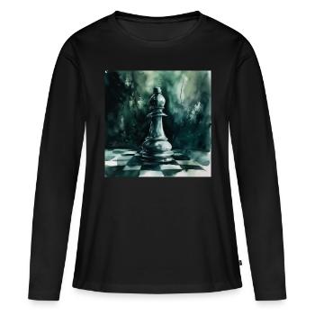 Turquoise Chess Bishop - T-shirt manches longues Premium bio Femme - noir - Devant - Julia (174cm)