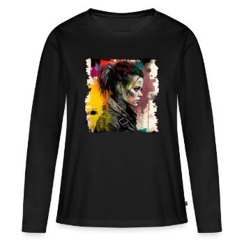 Tattoo Punk Rock Girl Punkrock Gothic - Frauen Premium Bio Langarmshirt - Schwarz - Vorne - Julia (174cm)