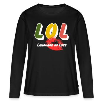LOL - Langage de l’amour - T-shirt manches longues Premium bio Femme - noir - Devant - Julia (174cm)