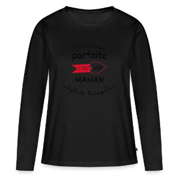 maman parfaite, maman adepte de trampoline - T-shirt manches longues Premium bio Femme - noir - Devant - Julia (174cm)