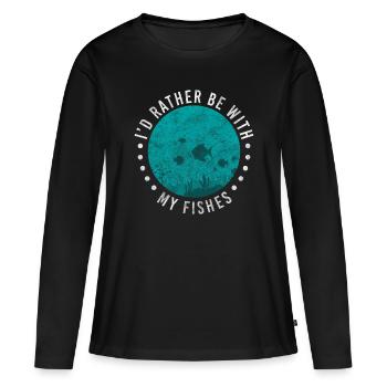 Poissons sous l’eau - T-shirt manches longues Premium bio Femme - noir - Devant - Julia (174cm)
