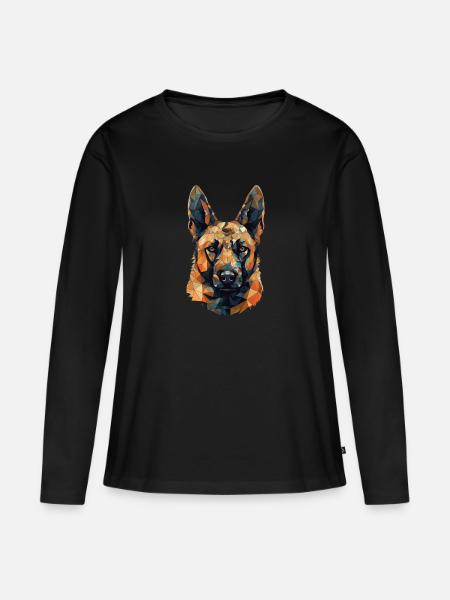 Colorful Belgian-malinois art design - Women's Premium Organic Long Sleeve Shirt - black