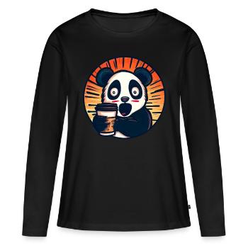 Panda Coffee Caféine Choc - T-shirt manches longues Premium bio Femme - noir - Devant - Julia (174cm)