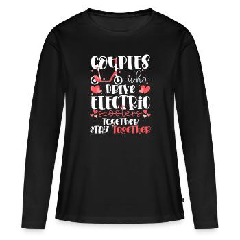 Rollerfahrer Strom Batterie - Frauen Premium Bio Langarmshirt - Schwarz - Vorne - Julia (174cm)