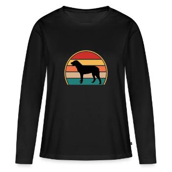 Cao De Castro Laboreiro Dog Silhouette Retro Sun - T-shirt manches longues Premium bio Femme - noir - Devant - Julia (174cm)