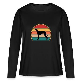 Alte kroatische Windhundhund-Silhouette Retro-Sonne - Frauen Premium Bio Langarmshirt - Schwarz - Vorne - Julia (174cm)
