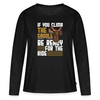 Désert de l’Ouest - T-shirt manches longues Premium bio Femme - noir - Devant - Julia (174cm)