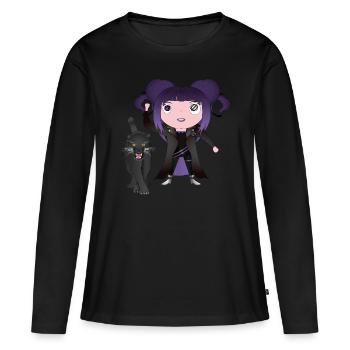 Lana - T-shirt manches longues Premium bio Femme - noir - Devant - Julia (174cm)