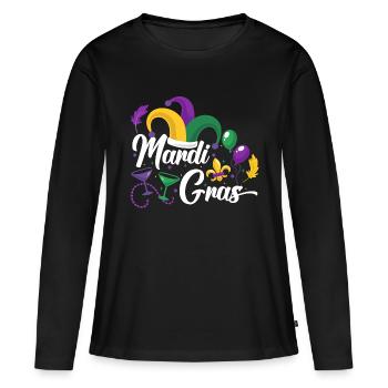 Mardi Gras Nouvelle-Orléans Mardi - T-shirt manches longues Premium bio Femme - noir - Devant - Julia (174cm)