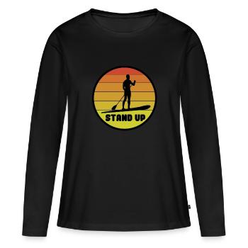 Pagayer debout - T-shirt manches longues Premium bio Femme - noir - Devant - Julia (174cm)
