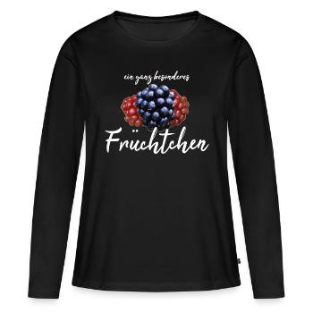 Früchtchen frech - Frauen Premium Bio Langarmshirt - Schwarz - Vorne - Julia (174cm)
