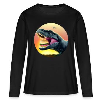 Cheeseburger Dinosauerier - T-shirt manches longues Premium bio Femme - noir - Devant - Julia (174cm)