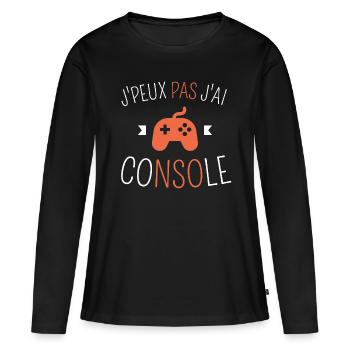 J Peux Pas J ai Console - T-shirt manches longues Premium bio Femme - noir - Devant - Julia (174cm)