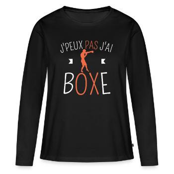 J peux pas j ai boxe - T-shirt manches longues Premium bio Femme - noir - Devant - Julia (174cm)