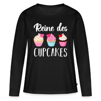 Reine des cupcakes cadeau pâtisserie patissière - T-shirt manches longues Premium bio Femme - noir - Devant - Julia (174cm)