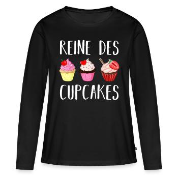 Reine des cupcakes cadeau pâtisserie patissière - T-shirt manches longues Premium bio Femme - noir - Devant - Julia (174cm)