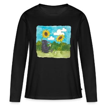 Raven Sunflowers chill Limonade d’été Heure d’été - T-shirt manches longues Premium bio Femme - noir - Devant - Julia (174cm)