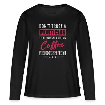 Deuil funéraire professionnel - T-shirt manches longues Premium bio Femme - noir - Devant - Julia (174cm)