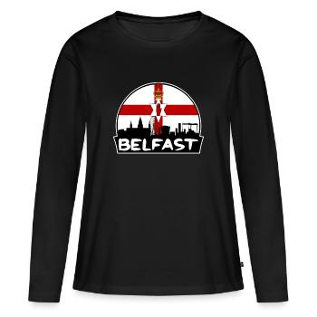 Belfast Irlande du Nord Flag Skyline Silhouette T - T-shirt manches longues Premium bio Femme - noir - Devant - Julia (174cm)