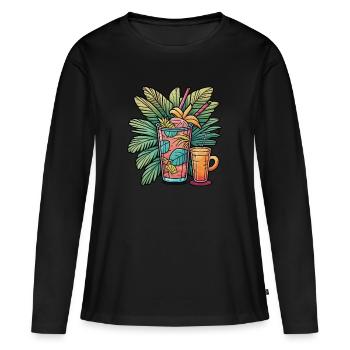Prendre un Verre - T-shirt manches longues Premium bio Femme - noir - Devant - Julia (174cm)