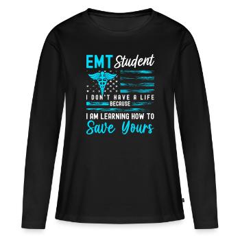 Étudier l’informatique du futur droit - T-shirt manches longues Premium bio Femme - noir - Devant - Julia (174cm)