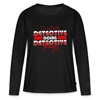 Privatdetektiv Hinweis Spur Geheimnis - Frauen Premium Bio Langarmshirt - Schwarz - Vorne - Julia (174cm)