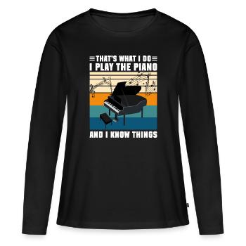 Klavier Flügel Musikschule - Frauen Premium Bio Langarmshirt - Schwarz - Vorne - Julia (174cm)