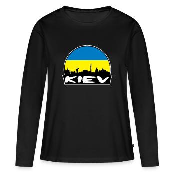 Kiev Ukraine Flag Skyline Silhouette Voyage - T-shirt manches longues Premium bio Femme - noir - Devant - Julia (174cm)