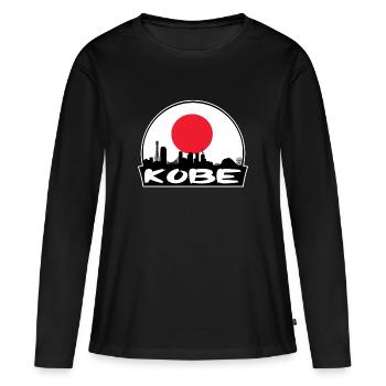 Kobe Japon Drapeau Skyline Silhouette Voyage - T-shirt manches longues Premium bio Femme - noir - Devant - Julia (174cm)