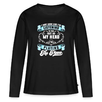 Pianist Piano Klavierspieler Musikschule - Frauen Premium Bio Langarmshirt - Schwarz - Vorne - Julia (174cm)