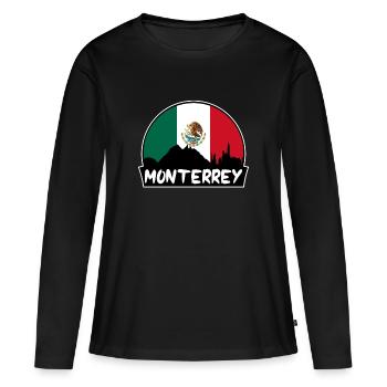 Monterrey Mexique Flag Skyline Silhouette Voyage - T-shirt manches longues Premium bio Femme - noir - Devant - Julia (174cm)