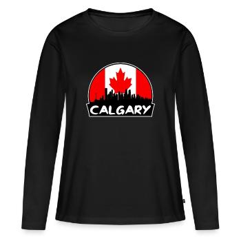 Calgary Canada Flag Skyline Silhouette Voyage - T-shirt manches longues Premium bio Femme - noir - Devant - Julia (174cm)