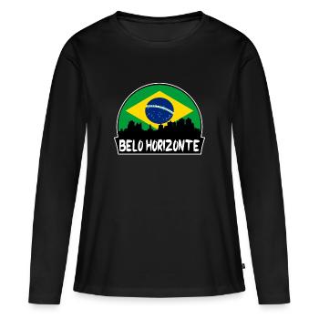 Belo Horizonte Brésil Flag Skyline Silhouette - T-shirt manches longues Premium bio Femme - noir - Devant - Julia (174cm)