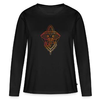 Ganesh design symétrique line art coloré - T-shirt manches longues Premium bio Femme - noir - Devant - Julia (174cm)