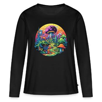 Champignons psychédéliques - T-shirt manches longues Premium bio Femme - noir - Devant - Julia (174cm)
