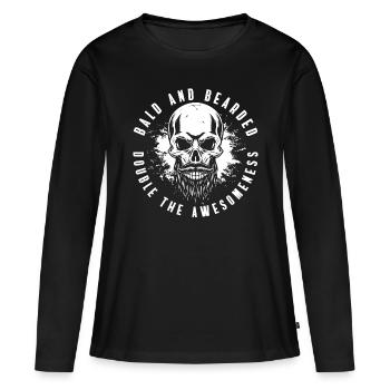 Tête chauve Homme chauve sans poils - T-shirt manches longues Premium bio Femme - noir - Devant - Julia (174cm)